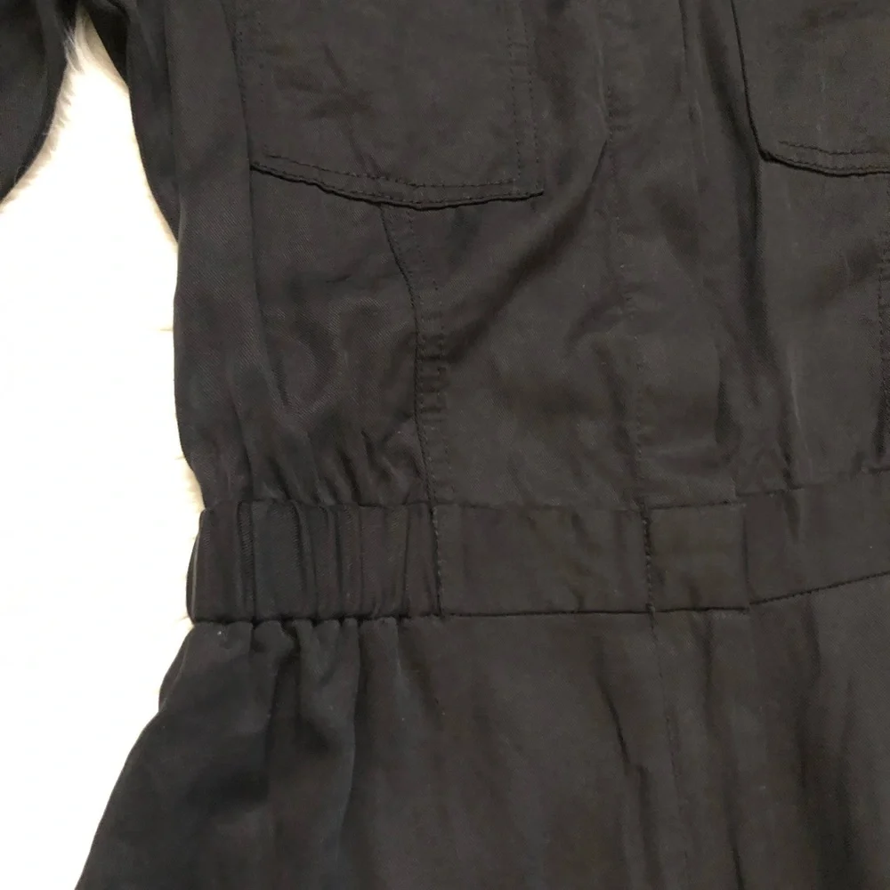 Banana Republic Tencel Black Tapered Leg Long Sleeves Utility Flight Jumpsuit 4